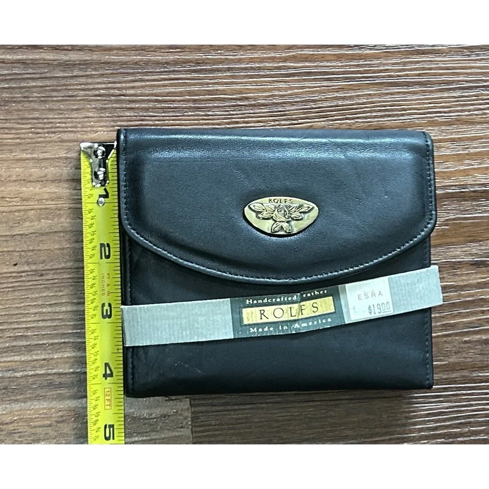 Vintage ROLFS Leather Wallet Made in‎ USA Cowhide Handcrafted Credit Card NEW